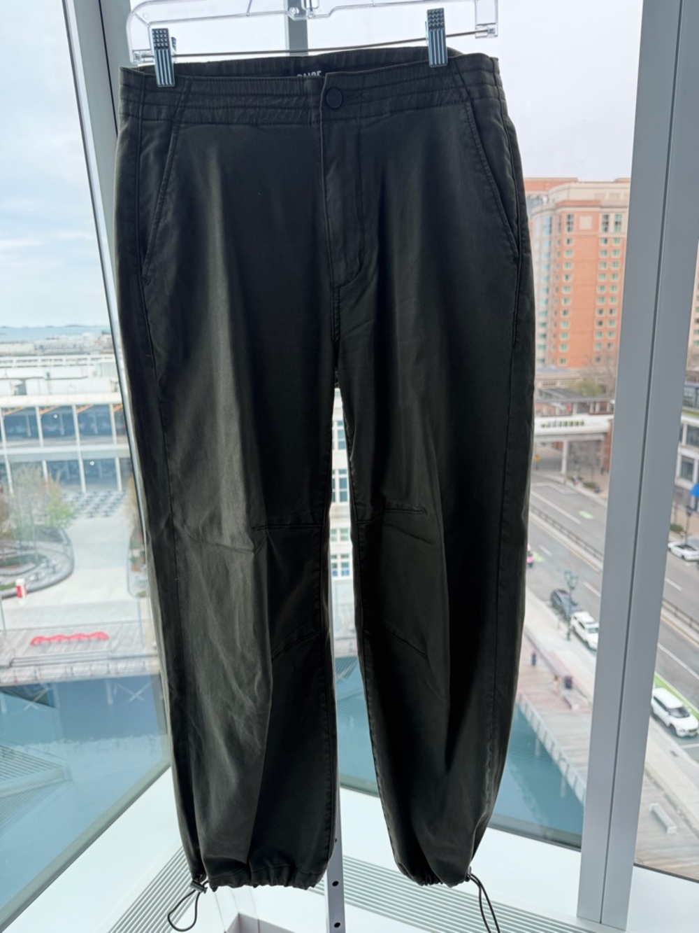 PAIGE Vintage Olive Green Drawstring Hem pants